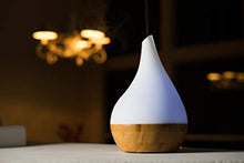 Load image into Gallery viewer, XBrand Bamboo/Glass Aromatherapy Essential Oil Diffuser &amp; Color Changing Mist Humidifier, 10 Inch Tall, Brown &amp; White
