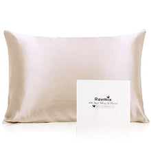 Load image into Gallery viewer, Ravmix 100% Pure Natural Mulberry Silk Pillowcase for Hair and Skin King Size, 21 Momme 600TC Hypoallergenic Both Sides Soft Breathable with Hidden Zipper, 20×36 inches, 1PCS, Beige
