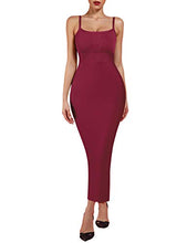 Load image into Gallery viewer, UONBOX Women's Strappy Sleeveless Bottom Slitted Plain Party Bodycon Bandage Dress Wine S

