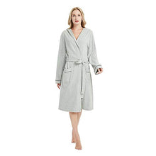 Load image into Gallery viewer, HEARTNICE Womens Hooded Cotton Robe Soft Kimono Spa Knit Bathrobe Lightweight Long(Grey Mel. Hooded, L)
