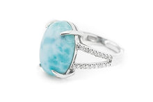 Load image into Gallery viewer, Larimar Gemstones with 925 Sterling Silver Ring Jewelry for Women
