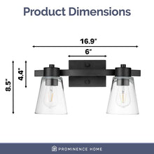 Load image into Gallery viewer, Prominence Home Fairendale 2 Light Matte Black Bathroom Vanity Light with Clear Glass
