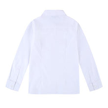 Load image into Gallery viewer, Bienzoe Girls School Uniform Oxford Long Sleeve Blouse Bowtie Pack White M
