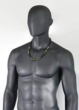 Load image into Gallery viewer, Beaded Necklace for Men Natural Stone Handmade Jewelry Black Volcanic Lava Indian Agate Picture Jasper Essential Oil Diffuser Necklace 25.5 inches
