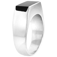 Load image into Gallery viewer, Sterling Silver Black Obsidian Ring for Men Slim Rectangular Flat Solid Back Handmade, Size 10
