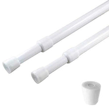 Load image into Gallery viewer, 2 Pack Spring Tension Curtain Rod Adjustable 28-43 Inches，5/8" Diameter， White，Small Short Expandable Spring Loaded Curtain Tension Rods For Window, Bathroom, Cupboard,Kitchen
