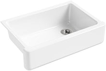 Load image into Gallery viewer, KOHLER K-5827-0 Whitehaven Farmhouse Self-Trimming Undermount Single-Bowl Sink with Tall Apron, White
