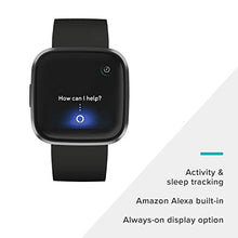 Load image into Gallery viewer, Fitbit Versa 2 Health and Fitness Smartwatch with Heart Rate, Music, Alexa Built-In, Sleep and Swim Tracking, Black/Carbon, One Size (S and L Bands Included)
