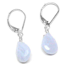 Load image into Gallery viewer, Blue Lace Agate Briolette Sterling Silver Lever Back Earrings Crystal
