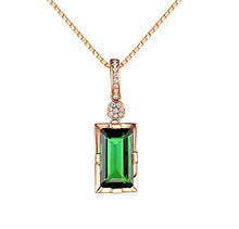 Load image into Gallery viewer, EASTCODE 14K Rose Gold Diamond Pendant Natural Emerald Blue Rectangle Necklace for Women Peridot Bizuteria Gemstone Jade Jewelry Pendant
