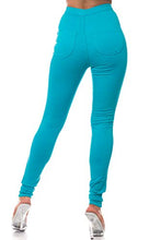 Load image into Gallery viewer, Aphrodite High Waisted Jeans for Women - High Rise Waist Skinny Womens Jeans with Round Back Pockets 1166 Turquoise 7
