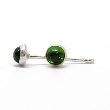Load image into Gallery viewer, Chrome Diopside Stud Earrings, Tiny 3mm Green Studs in Sterling Silver
