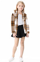 Load image into Gallery viewer, SANGTREE Girl's Plaid Flannel Jacket Shackets Button Down Long Sleeve Classic Print Shirt Coat Tops, YF2 Plaid Jacket -Khaki, 3-4T = Tag 110
