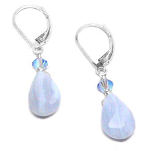 Load image into Gallery viewer, Blue Lace Agate Briolette Sterling Silver Lever Back Earrings Crystal
