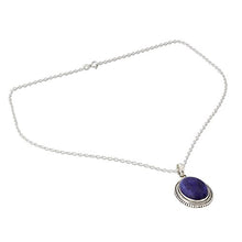 Load image into Gallery viewer, NOVICA Lapis Lazuli .925 Sterling Silver Oval Pendant Necklace, 18" 'True Clarity'
