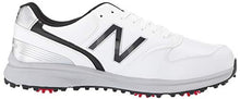 Load image into Gallery viewer, New Balance Men's Sweeper Waterproof Spiked Comfort Golf Shoe, White/Black, 13 4E 4E US
