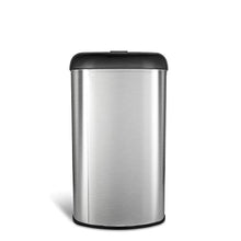 Load image into Gallery viewer, NINESTARS OTT-50-19BK Open Top Office Bathroom Trash Can, 13 Gal 50L, Stainless Steel Base (D Shape, Black Lid)
