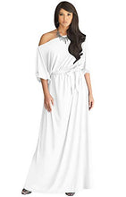 Load image into Gallery viewer, KOH KOH Womens Long Sexy One Off Shoulder Flowy Casual 3/4 Short Sleeve Cocktail Wedding Party Guest Maternity Gown Gowns Maxi Dress Dresses, Ivory White M 8-10
