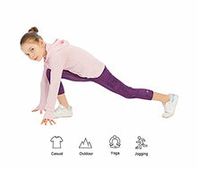 Load image into Gallery viewer, HMILES Girls Long Sleeve Shirt Hoodies SPF Active Tee Workout Running Yoga Pullover Tops with Thumb Holes Carat Pink 3-4Toddler
