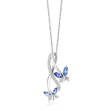 Load image into Gallery viewer, Gem Stone King Blue Tanzanite 925 Sterling Silver Butterfly Infinity Pendant Necklace 1.21 Ct Marquise Cut Gemstone Birthstone with 18 Inch Silver Chain
