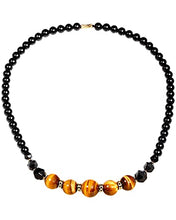 Load image into Gallery viewer, Jewever Tiger Eye and Black obsidian Crystal Necklaces for Women Energy Gemstone Healing Crystal Necklace Beads Natural Stone Mens Necklaces Unisex

