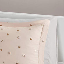 Load image into Gallery viewer, Intelligent Design Zoey Triangle Metallic Print, Cozy Comforter Set All Season Bedding Set, Matching Sham, Decorative Pillow, Twin/Twin XL, Blush/Rosegold 4 Piece
