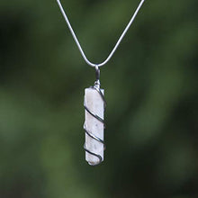 Load image into Gallery viewer, Raw Moonstone Crystal Pendant Necklace –For New Beginnings Happiness Good Luck Hope Abundance Fertility - Authentic Stone on Silver Plated 18" Chain Real Gemstone Chakra Zodiac Healing Charm
