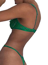 Load image into Gallery viewer, Lilosy Sexy Underwire Push Up Scallop Lace Sheer Lingerie Set for Women See Through Bra and Panty 2 Piece Floral Mesh Green Medium
