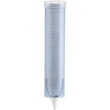 Load image into Gallery viewer, San Jamar C3165FBL Medium Pull Type Water Cup Dispenser, Fits 4 to 10 oz Cone and Flat Bottom Cups, 16" Tube Length, Frosted Blue
