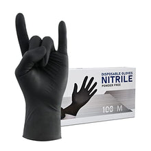 Load image into Gallery viewer, Wostar Nitrile Black Gloves Large 100pcs 4mil Nitrile Black Disposable Gloves Powder Latex Free Black Nitrile Gloves
