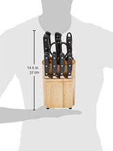 Load image into Gallery viewer, Amazon Basics 18-Piece Premium Kitchen Knife Block Set, High-Carbon Stainless Steel Blades with Pine Wood Knife Block
