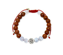 Load image into Gallery viewer, Larimar Accessories | 8mm Mala Beads Bracelet | Mala Gemstone Bracelet | Mala Yoga Bracelet | Mala Prayer Bracelet | Mala Meditation Beads Bracelet | (Red Jasper &amp; Blue Lace Agate)
