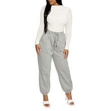 Load image into Gallery viewer, Sweatpants for Teen Girls,Women's High Waisted Sweatpants Joggers Fall Winter Workout Baggy Yoga Pants Cinch Bottom Trousers (Grey, S)
