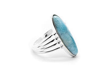 Load image into Gallery viewer, Larimar Gemstones with 925 Sterling Silver Ring Jewelry for Women
