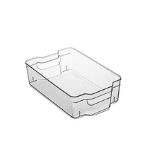 Load image into Gallery viewer, Set Of 10 Refrigerator Organizer Bins - 5 Wide and 5 Narrow Stackable Fridge Organizers for Freezer, Kitchen, Countertops, Cabinets - Clear Plastic Pantry Storage Rack
