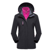 Load image into Gallery viewer, perfectCOCO Women's Plus Size Sport Jacket Waterproof Hoodie Hat Detachable Breathable Sport Outdoor Stand Collar Coat Black
