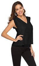 Load image into Gallery viewer, Women's Summer V Neck Tank Cap Sleeve Casual Flowy Chiffon Blouse Shirts Black S
