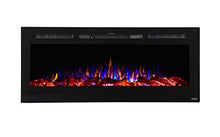 Load image into Gallery viewer, Touchstone 80004 - Sideline Electric Fireplace - 50 Inch Wide - in Wall Recessed - 5 Flame Settings - Realistic 3 Color Flame - 1500/750 Watt Heater - (Black) - Log &amp; Crystal Hearth Options
