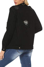 Load image into Gallery viewer, Womens Denim Jackets Distressed Long Sleeve Jean Jacket Coats Black S
