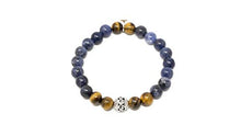 Load image into Gallery viewer, Larimar Accessories | 8mm Mala Beads Bracelet | Mala Gemstone Bracelet | Mala Yoga Bracelet | Mala Prayer Bracelet | Mala Meditation Beads Bracelet | (Sodalite &amp; Tiger Eye)

