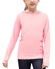 Load image into Gallery viewer, Zaclotre Kids UPF50+ Sun Shirt Girls Quick Dry Fit Sun Protection Clothing Athletic Hoodie with Thumbholes Pink
