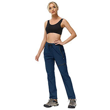 Load image into Gallery viewer, Women's Hiking Capris Pants Outdoor Zipper Pockets Lightweight Quick Dry, Workout Travel Cargo Pant Water Resistant Elastic Waist UPF 50 UV-Block Navy Blue
