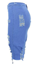 Load image into Gallery viewer, chouyatou Women's Stretchy High Waist Butt-Lifting Bodycon Ripped Denim Pencil Skirt (Large, Blue)
