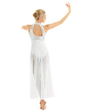 Load image into Gallery viewer, Freebily Women's Halter Sequins Lyrical Dress Contemporary Ballet Dance Costume Leotard Flowy Split Skirt White Large
