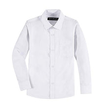 Load image into Gallery viewer, AOLIWEN Boy's Long Sleeve Button-Down Collared Dress Shirt Ruffle Shirts School Uniform Blouse White
