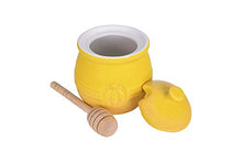 Load image into Gallery viewer, Creative Co-Op Pot with Lid &amp; Wood Honey Dipper, 3. 5Lx3. 5Wx4. 25H inches, Yellow
