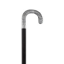Load image into Gallery viewer, Sterling Silver Ribbed Wheat Tourist Handle Walking Cane with Black Beechwood Shaft and Collar
