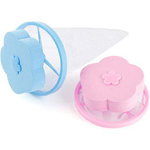 Load image into Gallery viewer, LAO XUE Household Reusable Plum Washing Machine Floating Lint Mesh Filter Bag,4 Pcs Portable Washing Machine Hair Filter Net Pouch(2Blue &amp; 2Pink)
