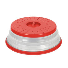 Load image into Gallery viewer, Tovolo Vented Collapsible Microwave Food Cover With Easy Grip Handle, Dishwasher-Safe, BPA-Free Silicone &amp; Plastic, 10.5" Round, Red
