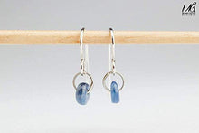 Load image into Gallery viewer, Small Blue Kyanite Gemstone Spinner Orbit Earrings in Sterling Silver
